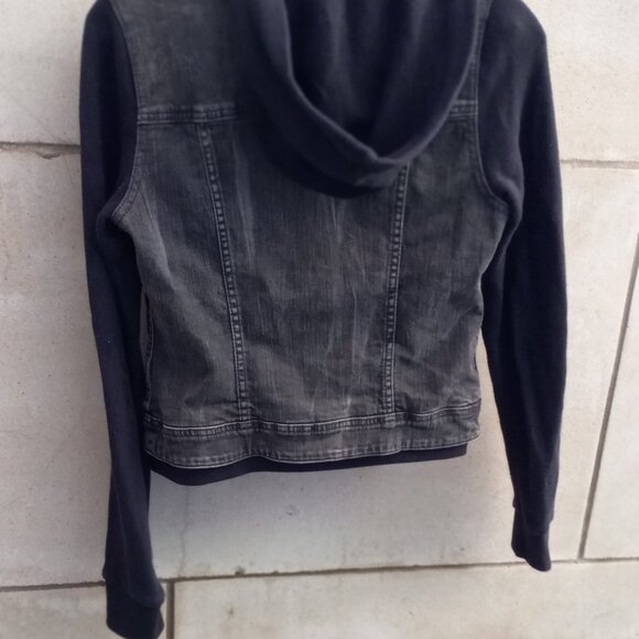 American Eagle Ladies Hoodie Sweat Jeans Jacket in Slack (S) - Picture 8 of 15